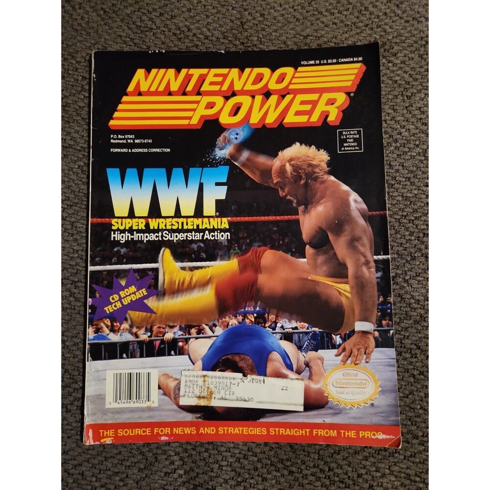 1992 NINTENDO POWER Magazine WWF Super Wrestlemania STREET FIGHTER II Poster